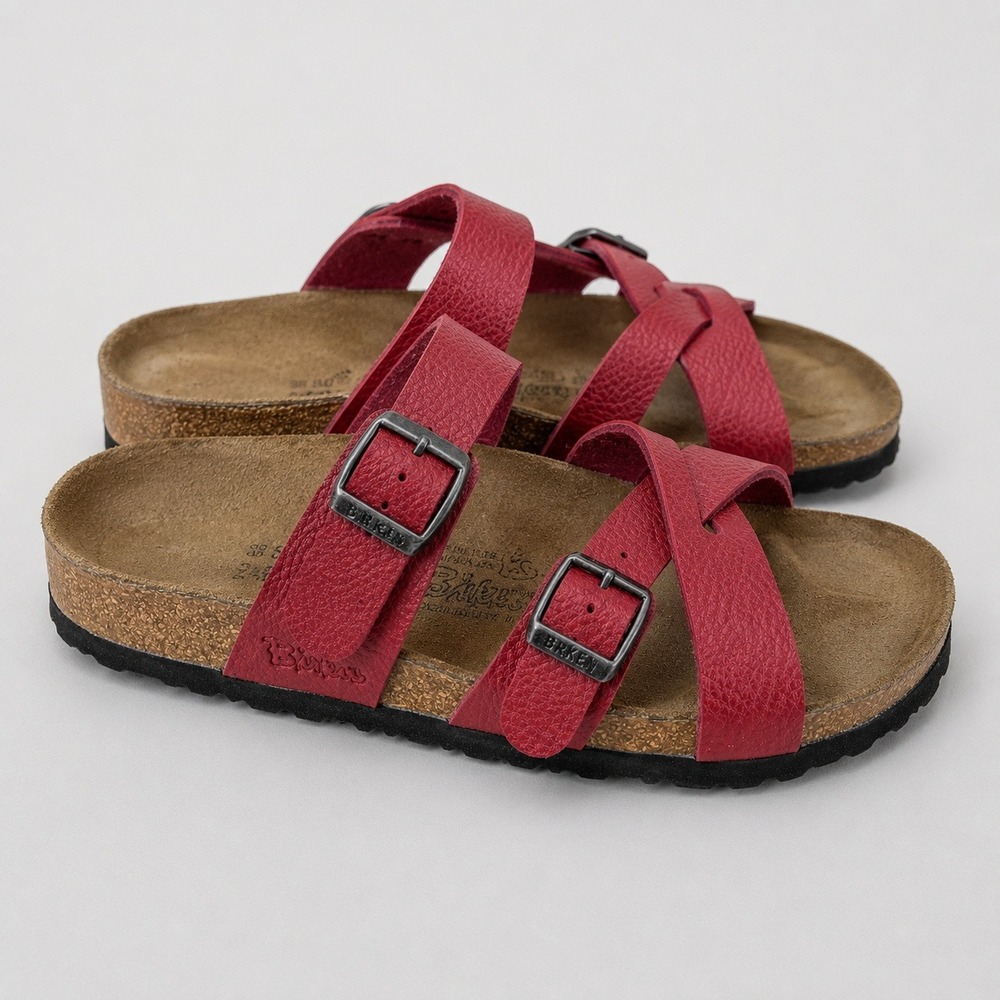 Birkenstock Birki's Salina Sandals Women 38 us 7 Red Comfort Boho Granola Girl